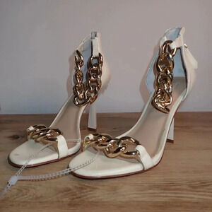 ANTONIO MELANI White and Gold Heels